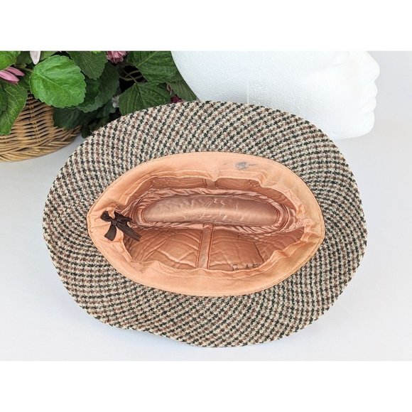 Vintage 1960s Wool Tweed Brown Trilby Hat Sz Small Tweed Fedora Cap Walking Hat - Picture 8 of 8